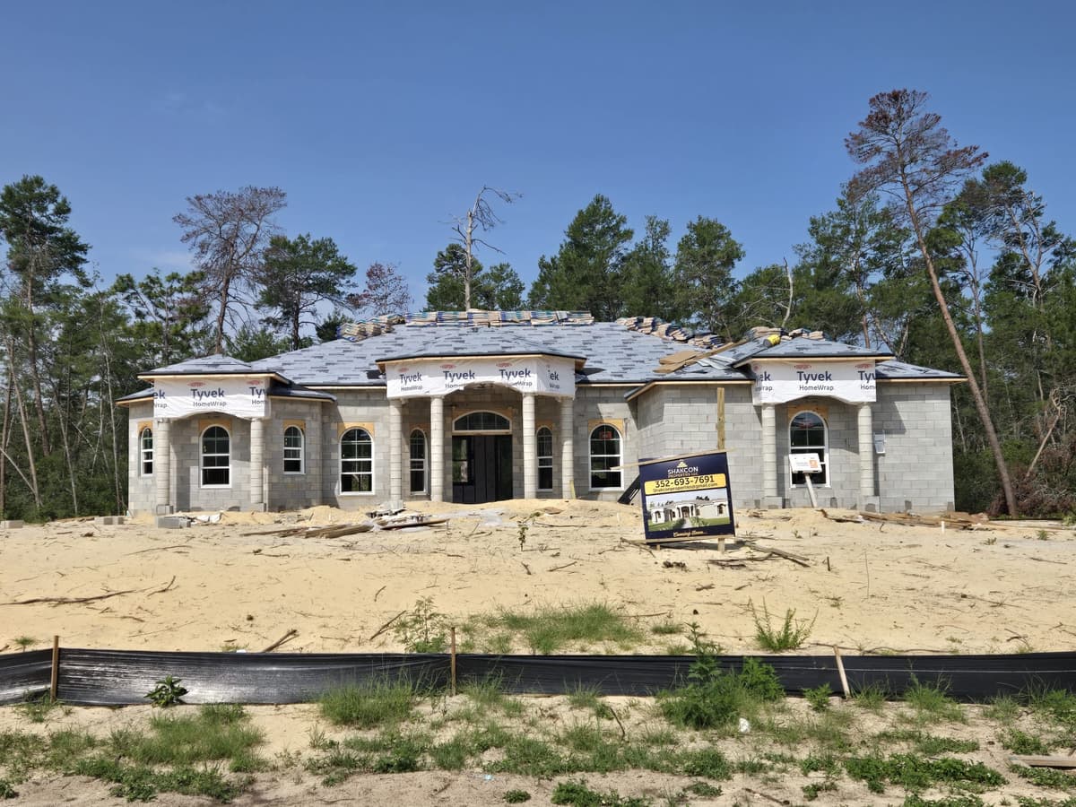 Custom home under construction